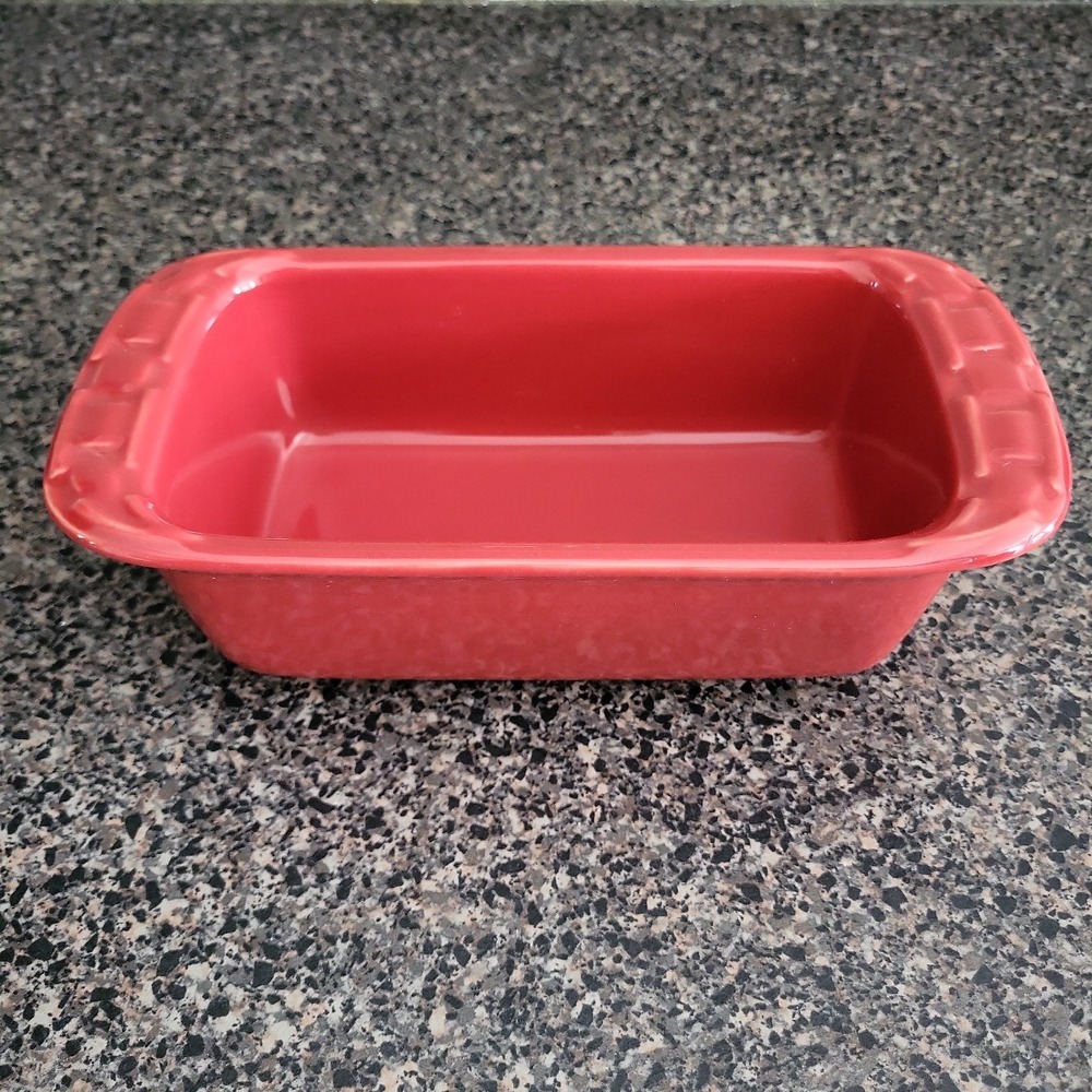 LONGABERGER Woven Tradition 8" Loaf Pan Dish Vitrified Pottery Paprika Red Dish